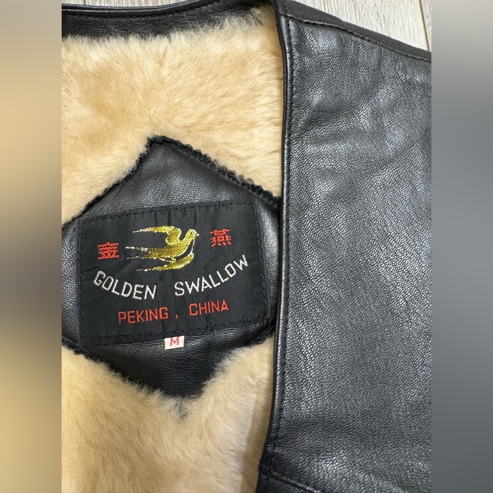 Golden Swallon Black Leather Vest for Men - Picture 2 of 9